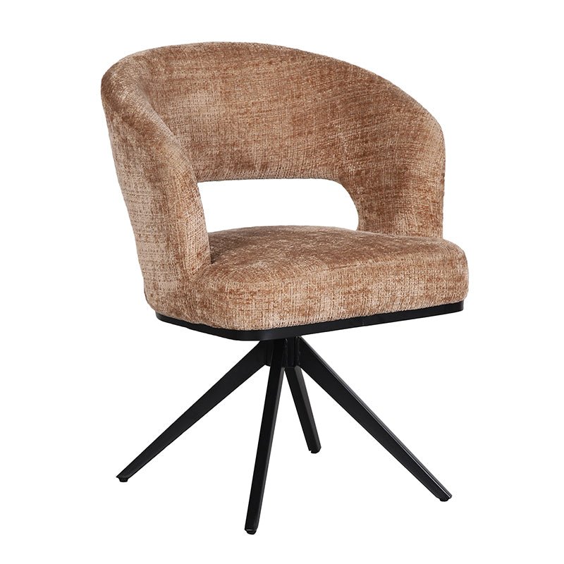 Chaises AVOINE – Détail du tissu bouclé et finition des pieds