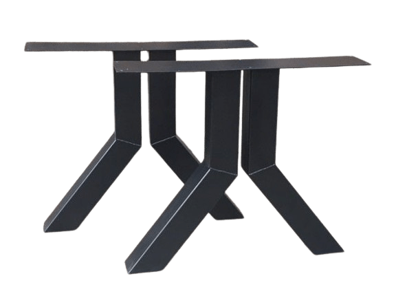 Stables, graphiques, parfaits pour plateau bois massif. Pied de table type Y - Lot de 2 – Métal noir - 70 cm Style atelier moderne