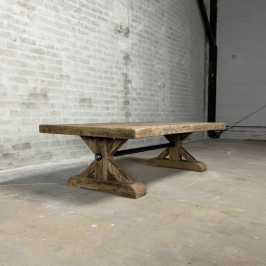 Table basse style ferme Étoile en Chêne massif ancien & Fabrication Artisanale FOLLOS DESIGN