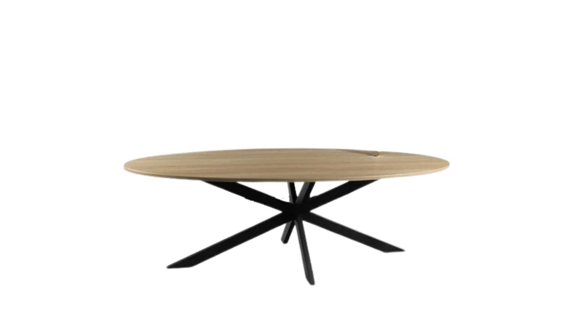 Table de Salle à Manger Ovale – Finition Bois Clair & Pieds Métal Noir - FOLLOS DESIGN