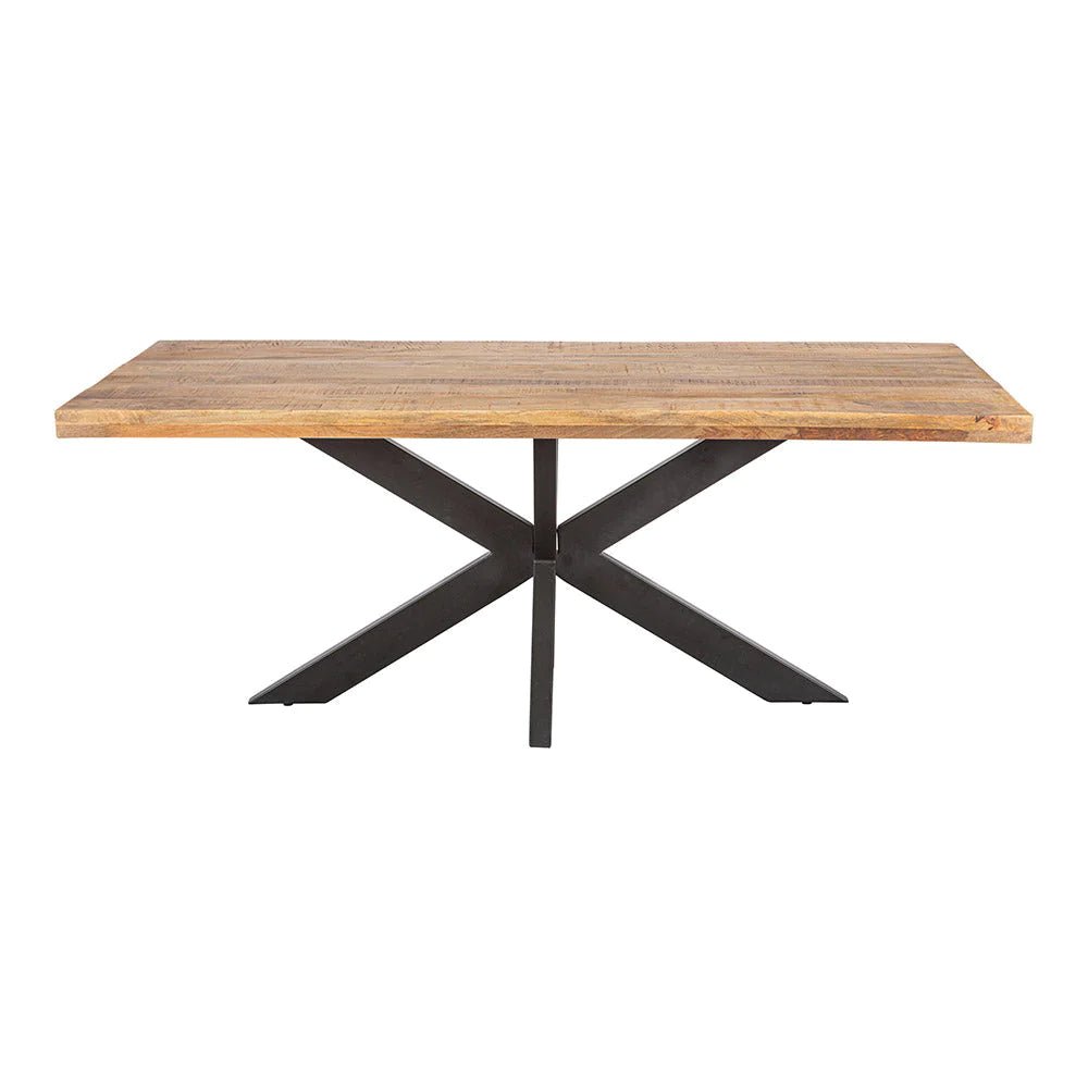 Table en Manguier Massif Naturel Rectangulaire - Pied Central Mikado - FOLLOS DESIGN