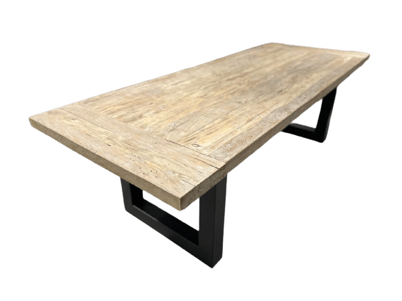 Table en teck blanchi Style Shabby Campagne - FOLLOS DESIGN