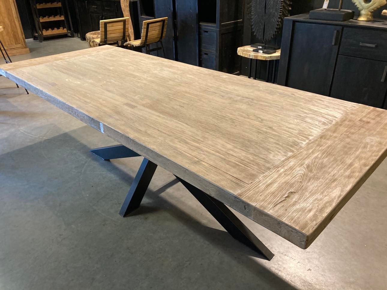 Table en teck blanchi Style Shabby Campagne - FOLLOS DESIGN