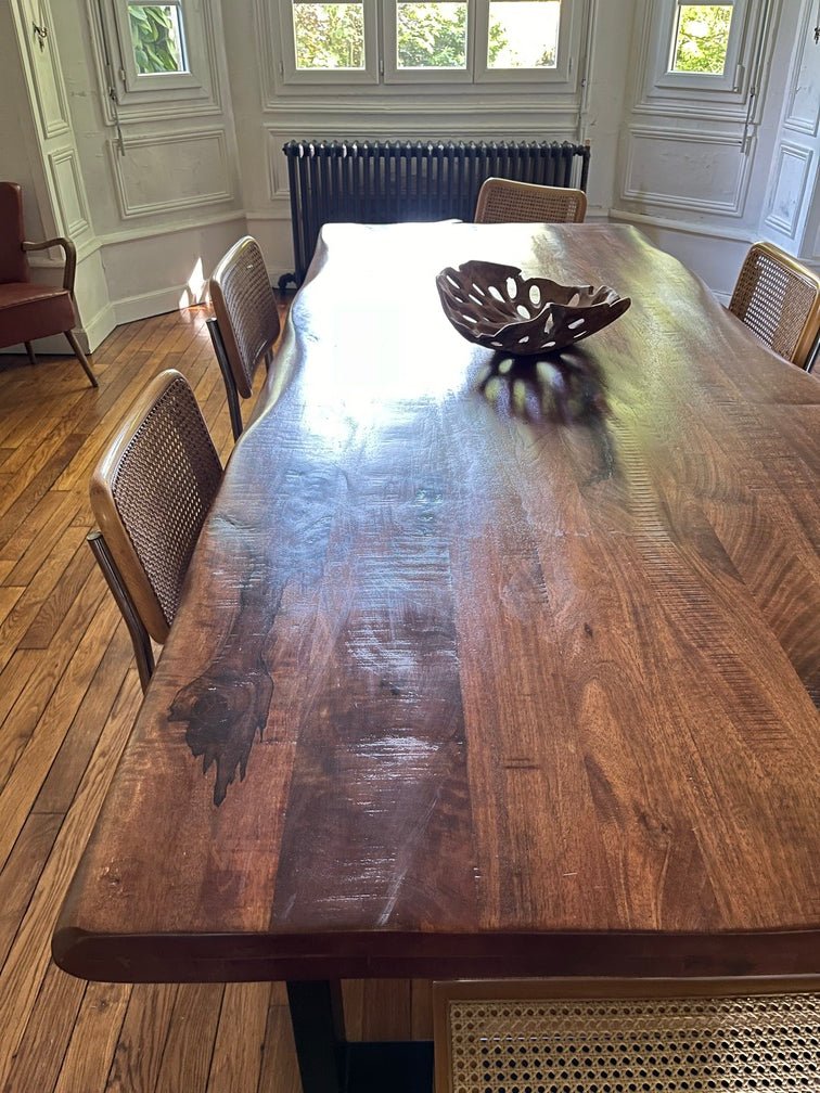 Table Manguier Massif Live Edge - Bords Irréguliers Pieds U - FOLLOS DESIGN