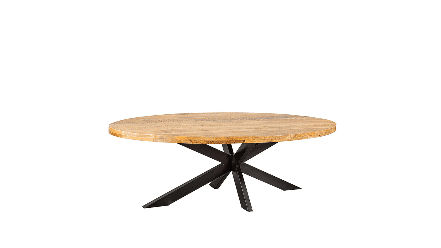 Table Ovale en Bois de Manguier – Pied Central Mikado - FOLLOS DESIGN