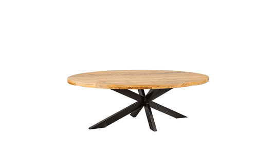 Table Ovale en Bois de Manguier – Pied Central Mikado - FOLLOS DESIGN