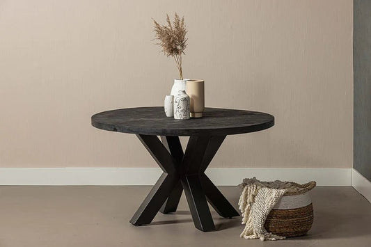 Table Ronde en Manguier Massif Noir - FOLLOS DESIGN