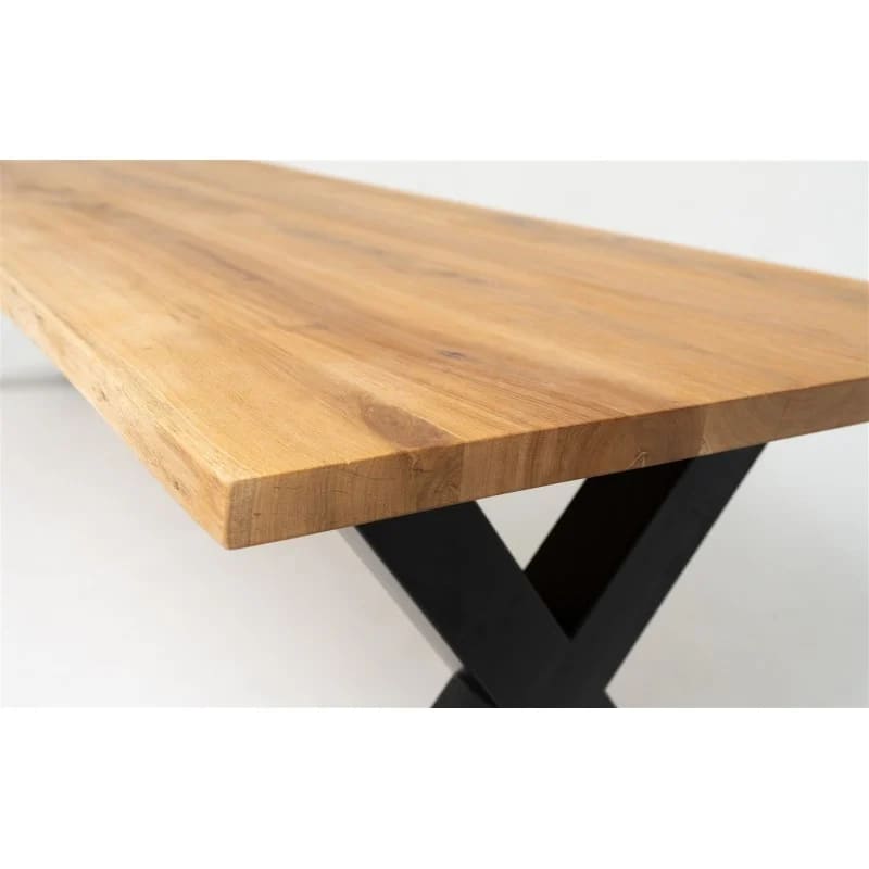 Table chêne bois massif et pied métal industriel
