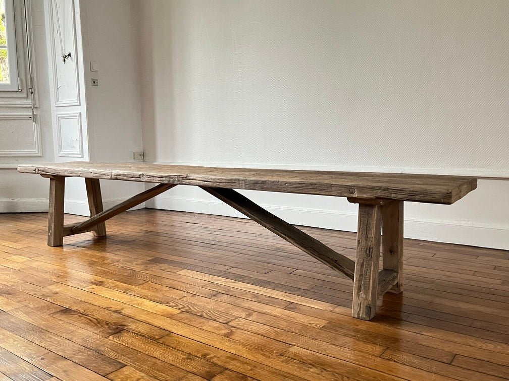 Banc chêne massif rustique - Millau - FOLLOS DESIGN
