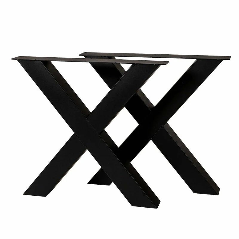 Pied de table X métal noir mat Haut 72cm - Lot de 2 - FOLLOS DESIGN