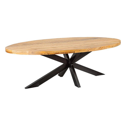 Table à Manger Ovale Bois de Manguier - Pied central Mikado - FOLLOS DESIGN