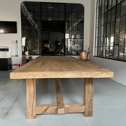 Table de Ferme Kingstone en Chêne Massif Pieds droits - Personnalisable - FOLLOS DESIGN