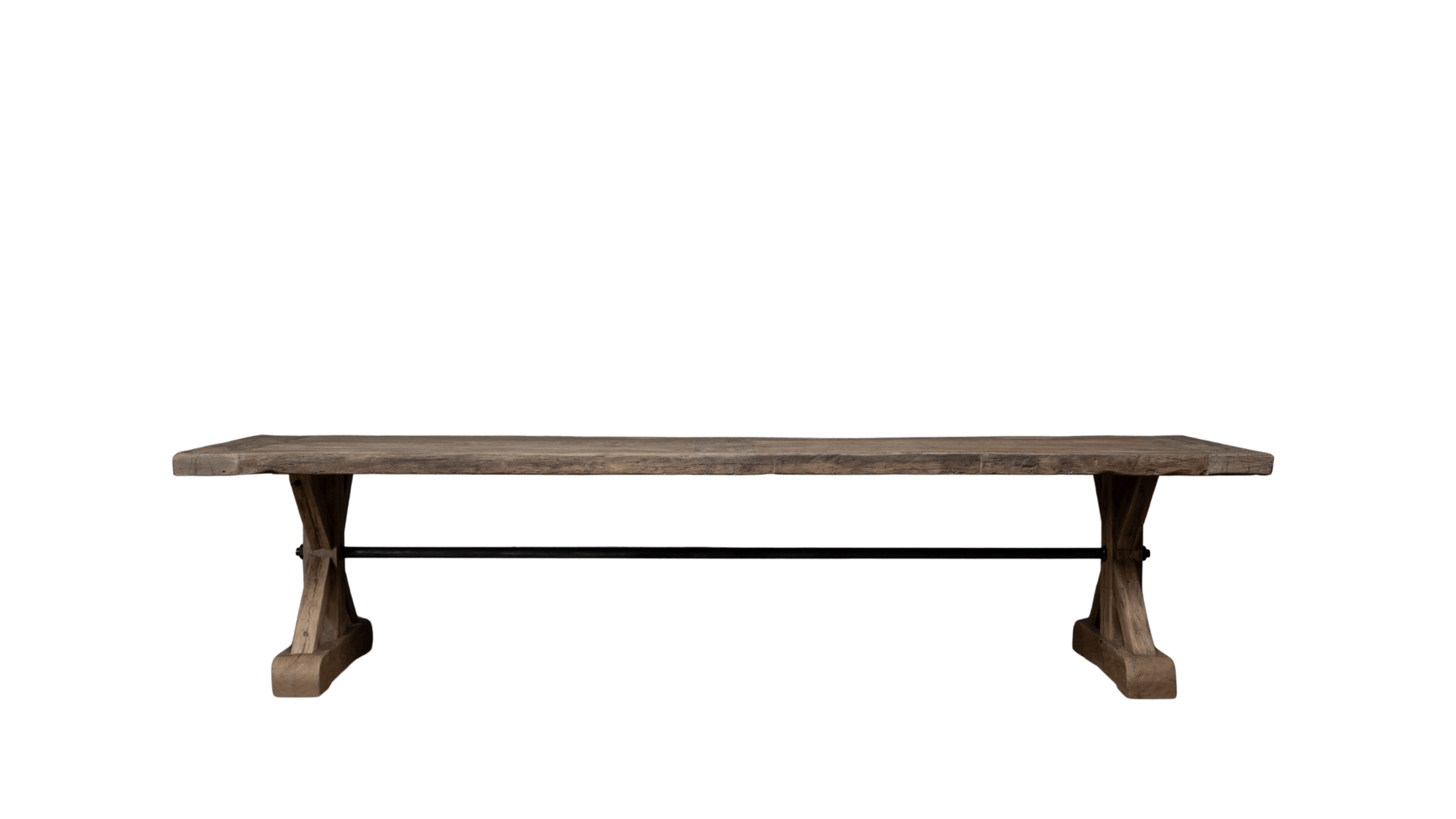 Table Étoile en bois massif ancien – vue d’ensemble dans une salle à manger moderne