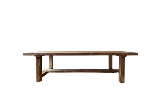 Détail du piétement droit de la table de ferme Kingstone, lignes sobres et robustes.