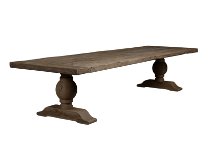 Table monastère chêne massif ancien – modèle Soleil avec pieds sculptés